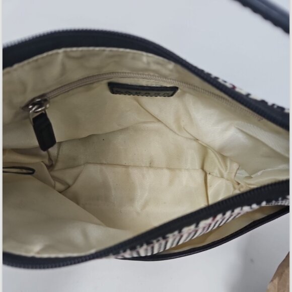 Ralph Lauren Houndstooth Plaid Shoulder Bag Purse Black White Red Hobo Satchel - Picture 4 of 5